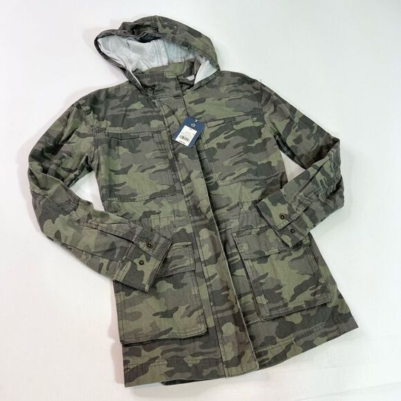 Universal Thread Utility Jacket Womens XS Green Camo Long Sleeves Hooded NWT - Picture 1 of 10